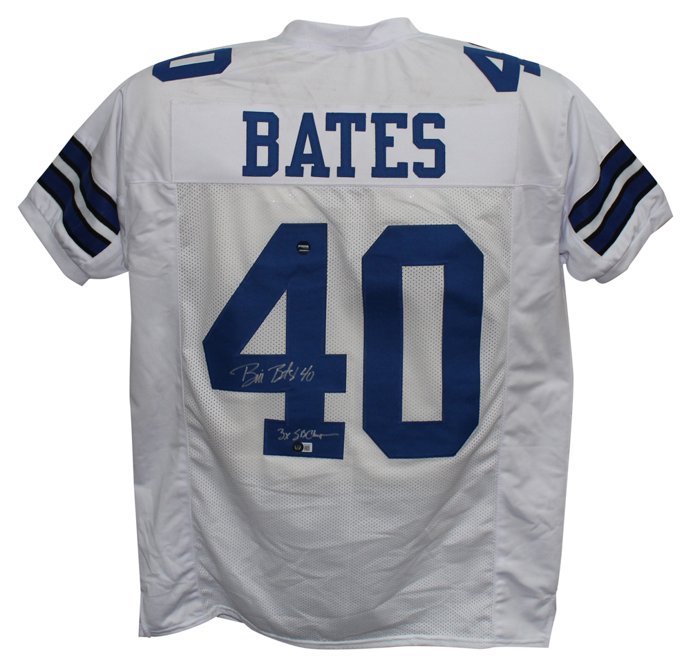 Bill Bates Autographed/Signed Pro Style White XL Jersey 3x Champs Beckett