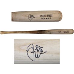 Jason Bates Autographed Colorado Rockies Game Used Rawlings Blonde Bat 53914