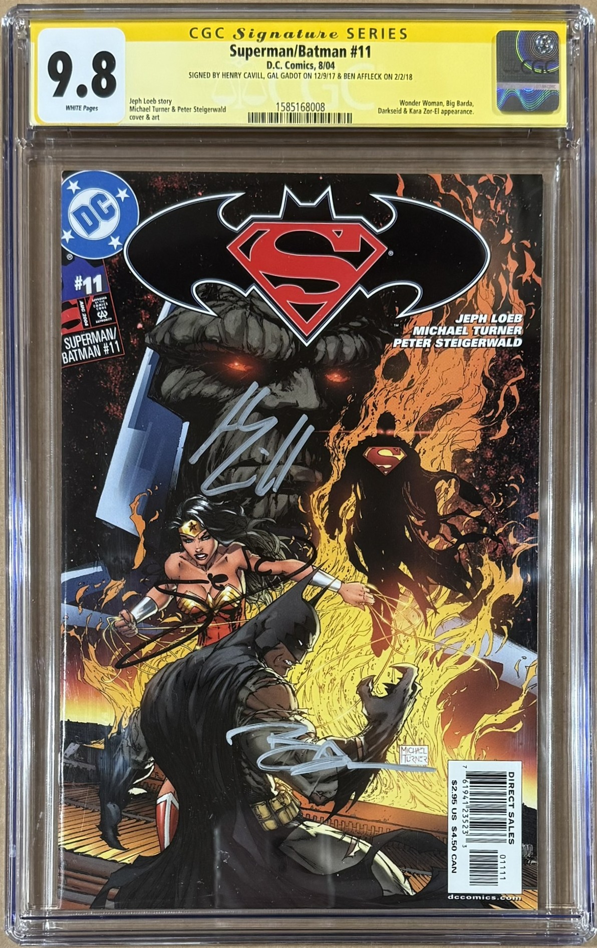 Ben Affleck Gal Gadot Henry Cavill Autographed Superman/Batman #11 CGC 9.8 56594