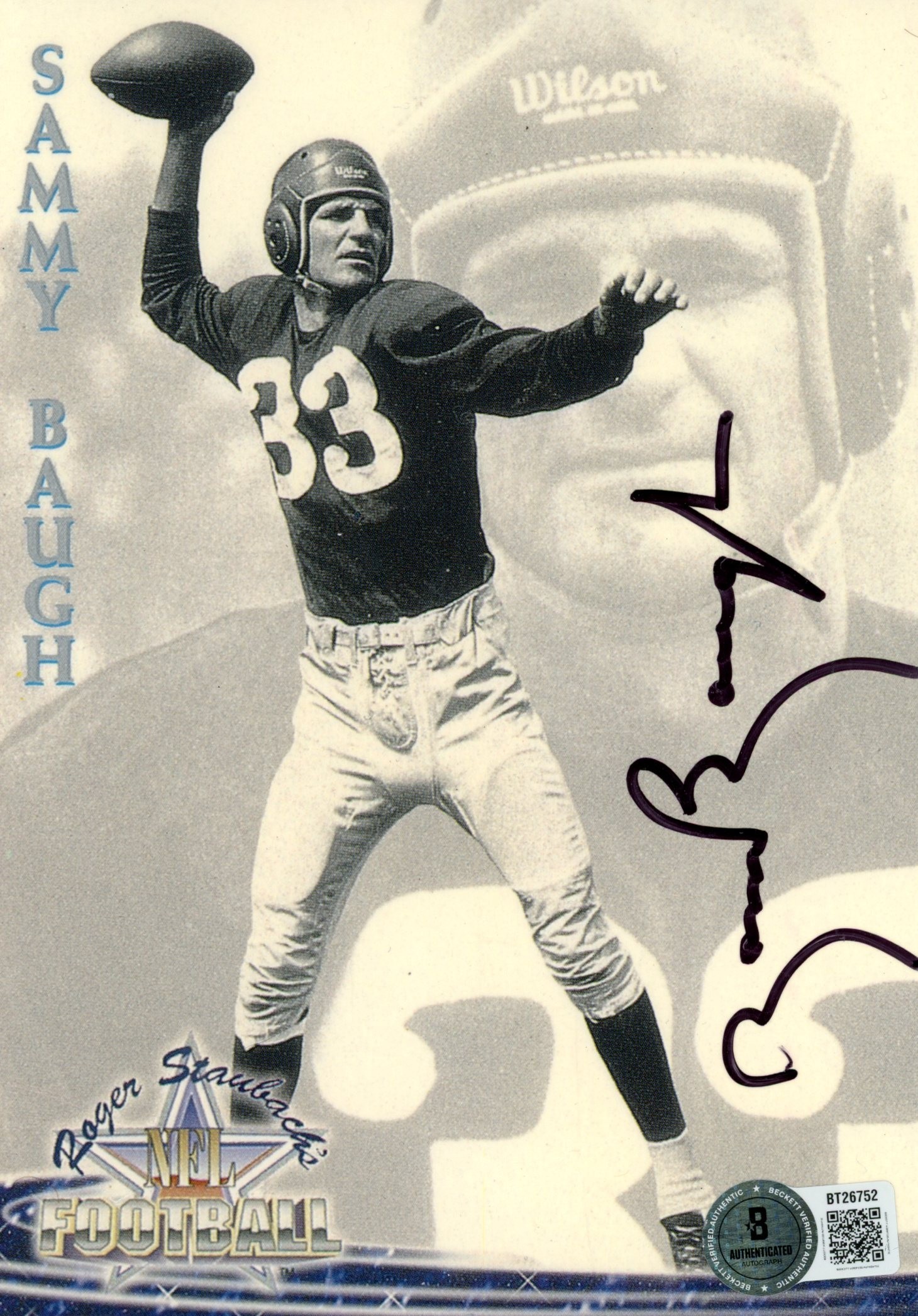 Sammy Baugh Autographed/Signed Washington Redskins 5x7" Photo Beckett 56856 1 Sammy Baugh Autographed/Signed Washington Redskins 5x7" Photo Beckett 56856