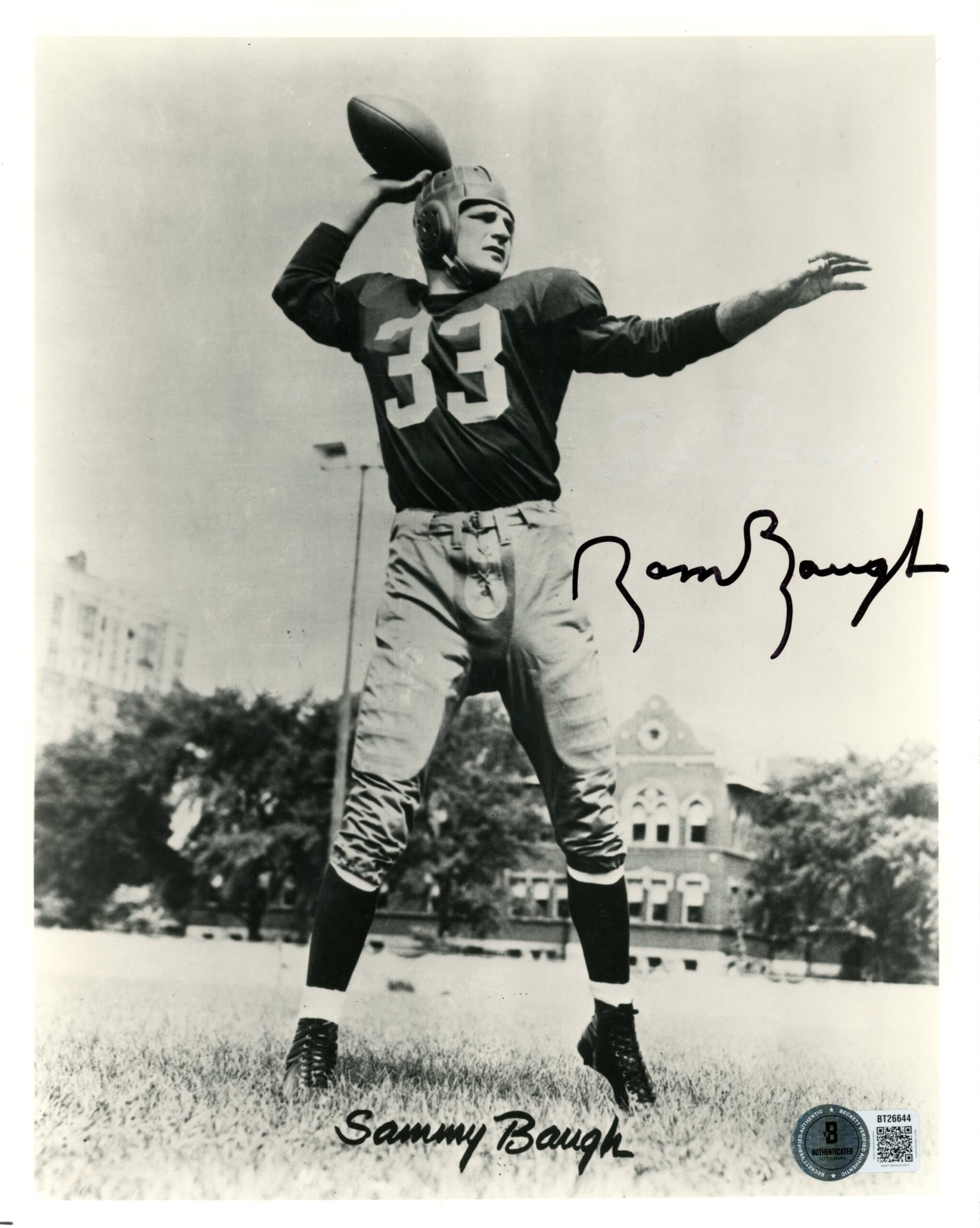 Sammy Baugh Autographed/Signed Washington Redskins 8x10 Photo Beckett 56648