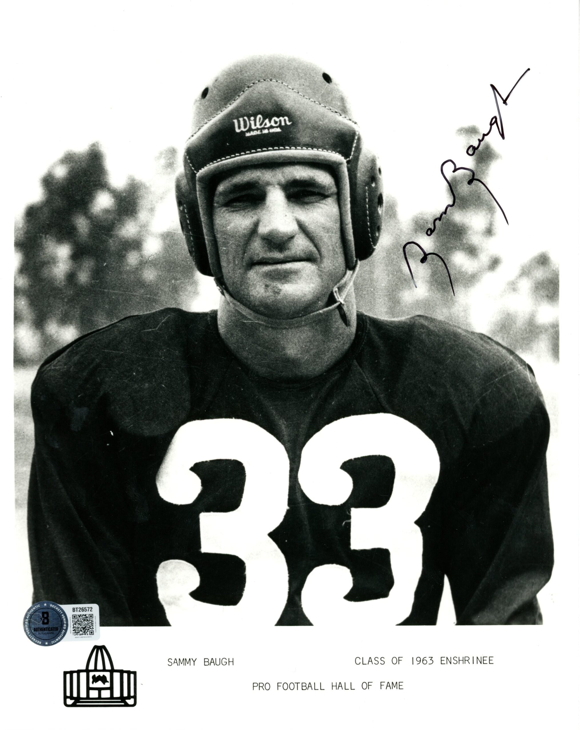 Sammy Baugh Autographed/Signed Washington Redskins 8x10 Photo Beckett 56649