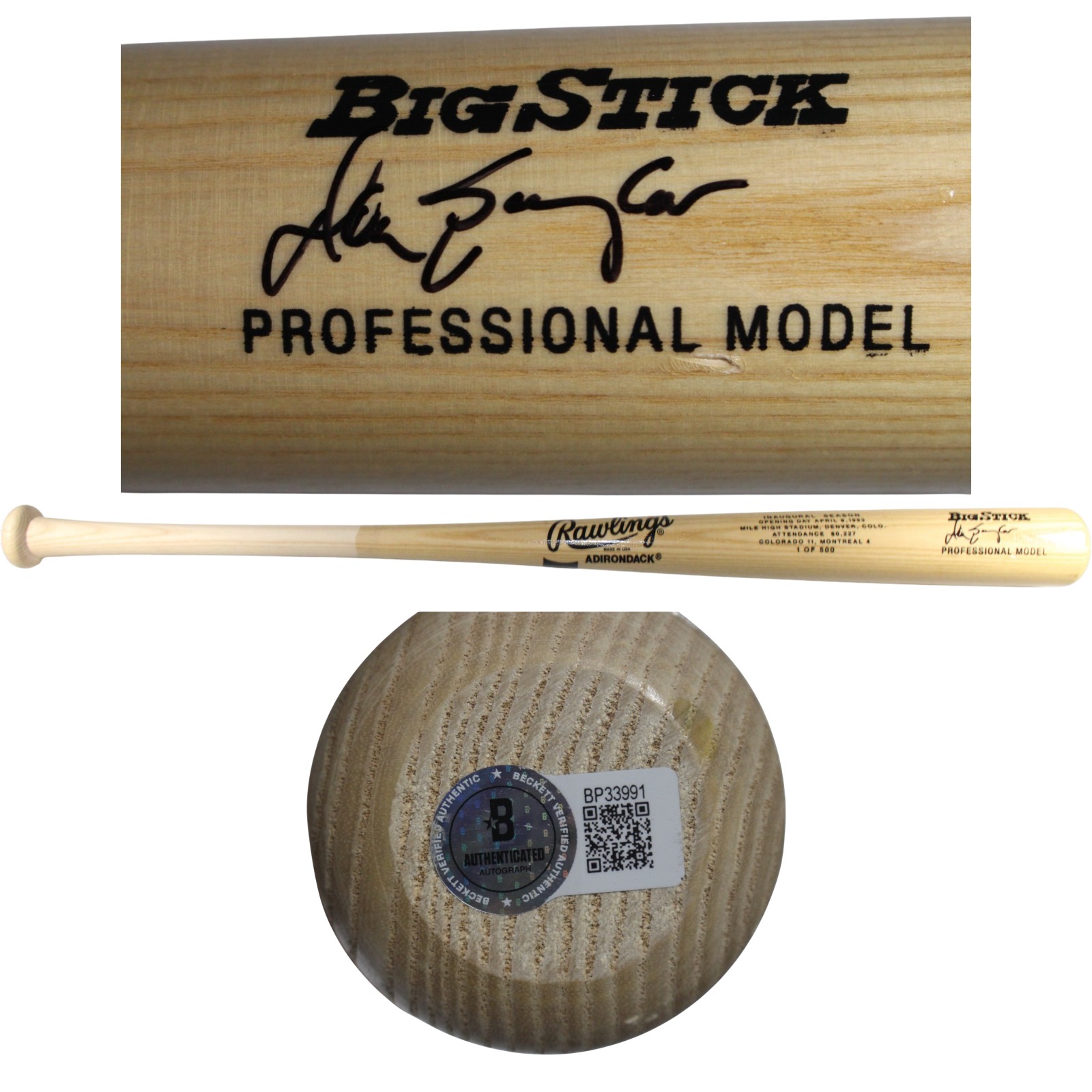 Don Baylor Autographed Colorado Rockies 1993 Inaugural Season Bat Beckett 53426