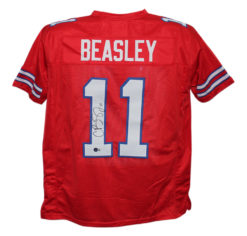 Cole Beasley Autographed/Signed Pro Style Red XL Jersey Beckett