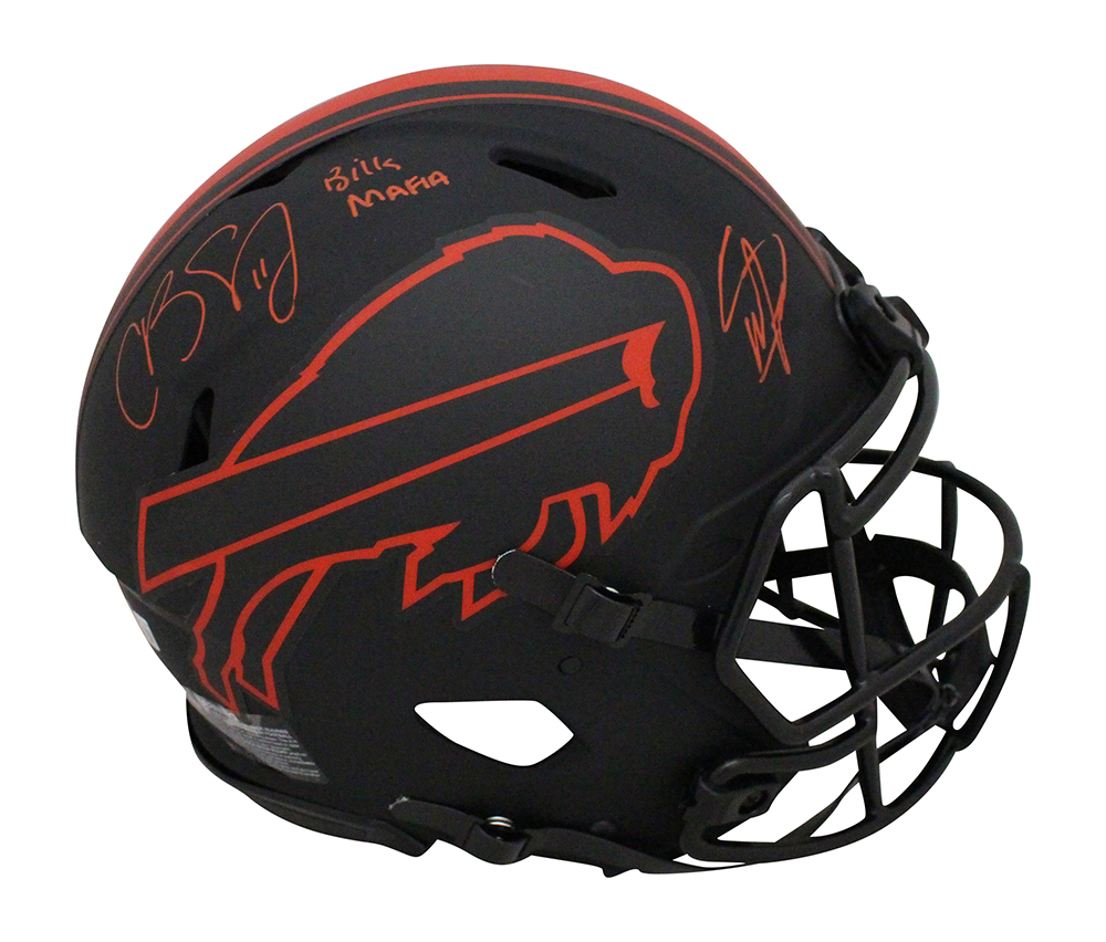 Stefon Diggs & Cole Beasley Signed Bills Authentic Eclipse Helmet BAS