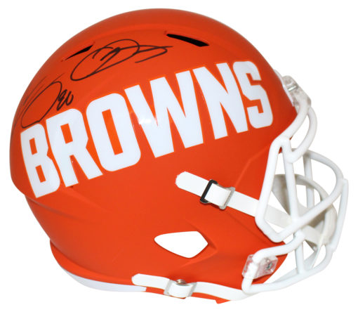 Odell Beckham & Landry Signed Cleveland Browns AMP Replica Helmet JSA 25447