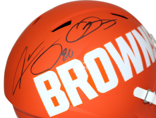 Odell Beckham & Landry Signed Cleveland Browns AMP Replica Helmet JSA 25447