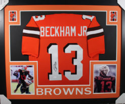 Odell Beckham Autographed Cleveland Browns Framed Orange XL Jersey JSA 25337