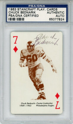 Chuck Bednarik Autographed 1963 Stancraft 7 of Diamonds PSA Slab