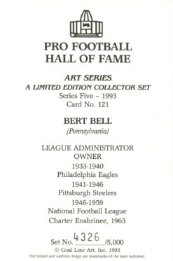 Bert Bell Philadelphia Eagles Goal Line Art Card Series 5 No. 121 LE /5000 58039