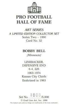 Bobby Bell Kansas City Chiefs Goal Line Art Card Series 2 No. 32 LE /5000 58040
