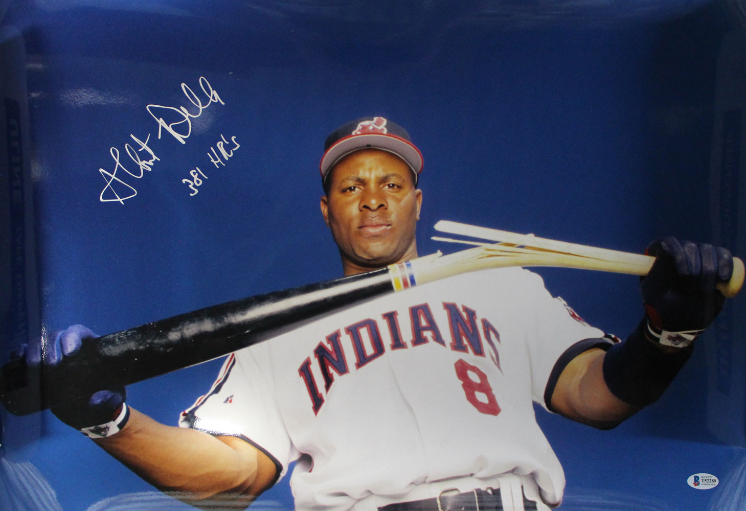 Albert Belle Autographed Cleveland Indians 16x24 Photo 381 HRs BAS 27268