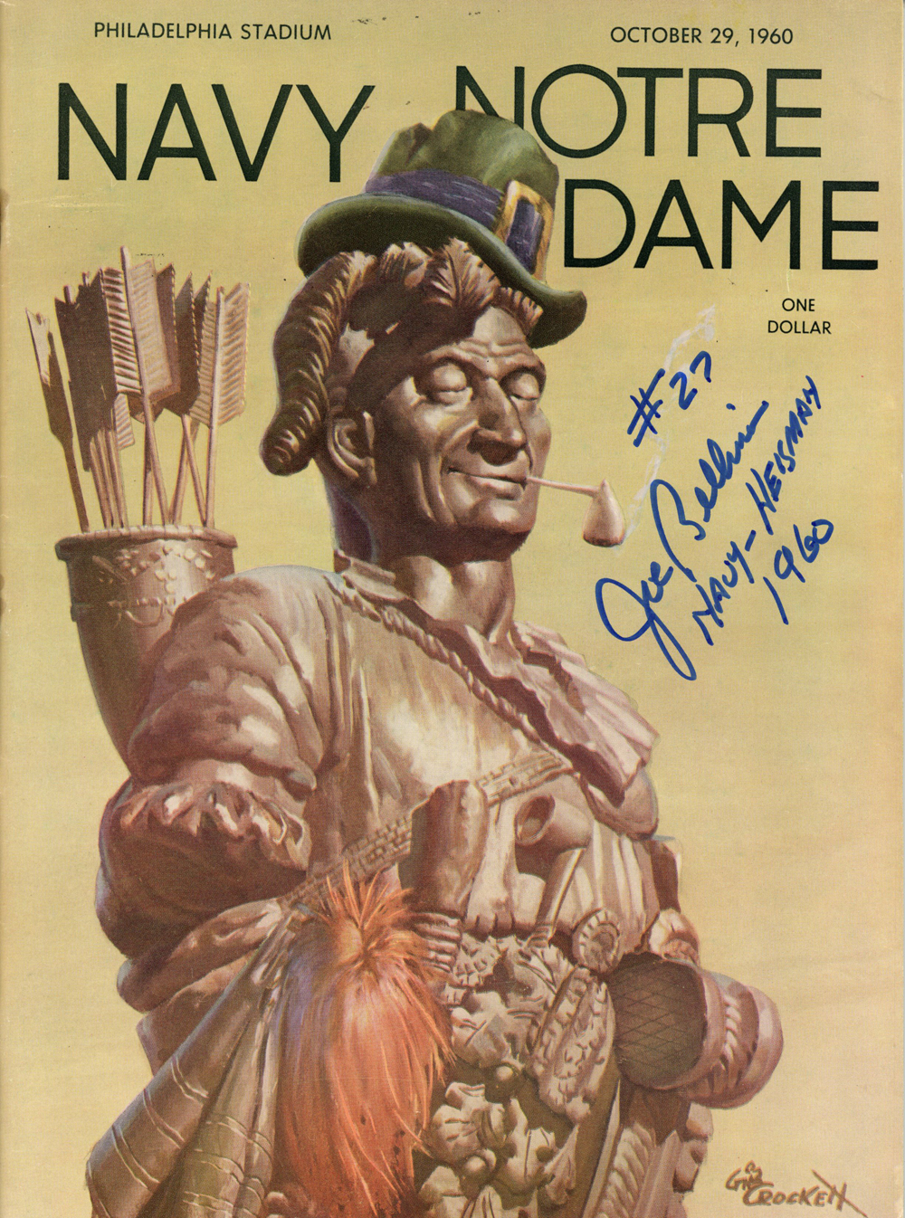 Joe Bellino Signed 1960 Navy vs Notre Dame Program Heisman JSA