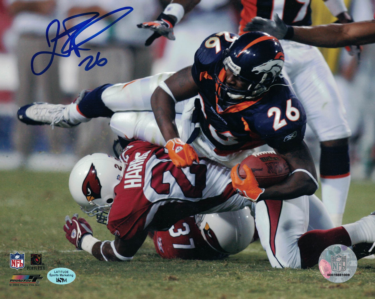 Tatum Bell Autographed/Signed Denver Broncos 8x10 Photo 27544 PF