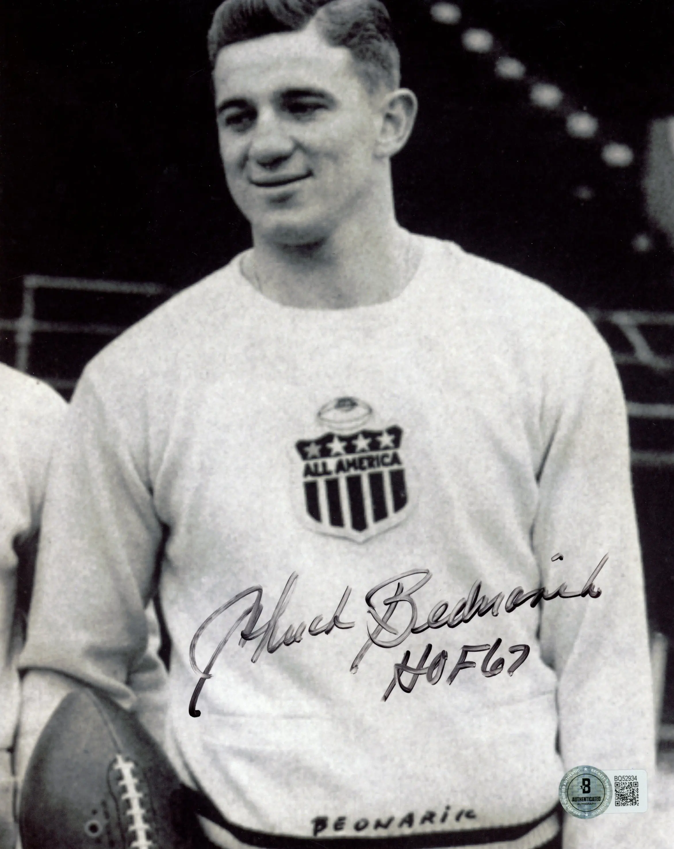 Chuck Bednarik Autographed Philadelphia Eagles 8x10 Photo HOF Beckett 57445