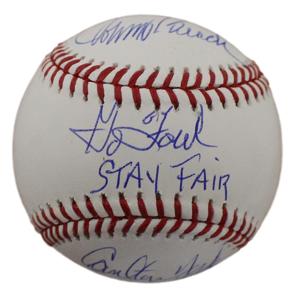 Johnny Bench & Carlton Fisk Signed Red Sox/Reds OML Baseball Foul Fair BAS 24394