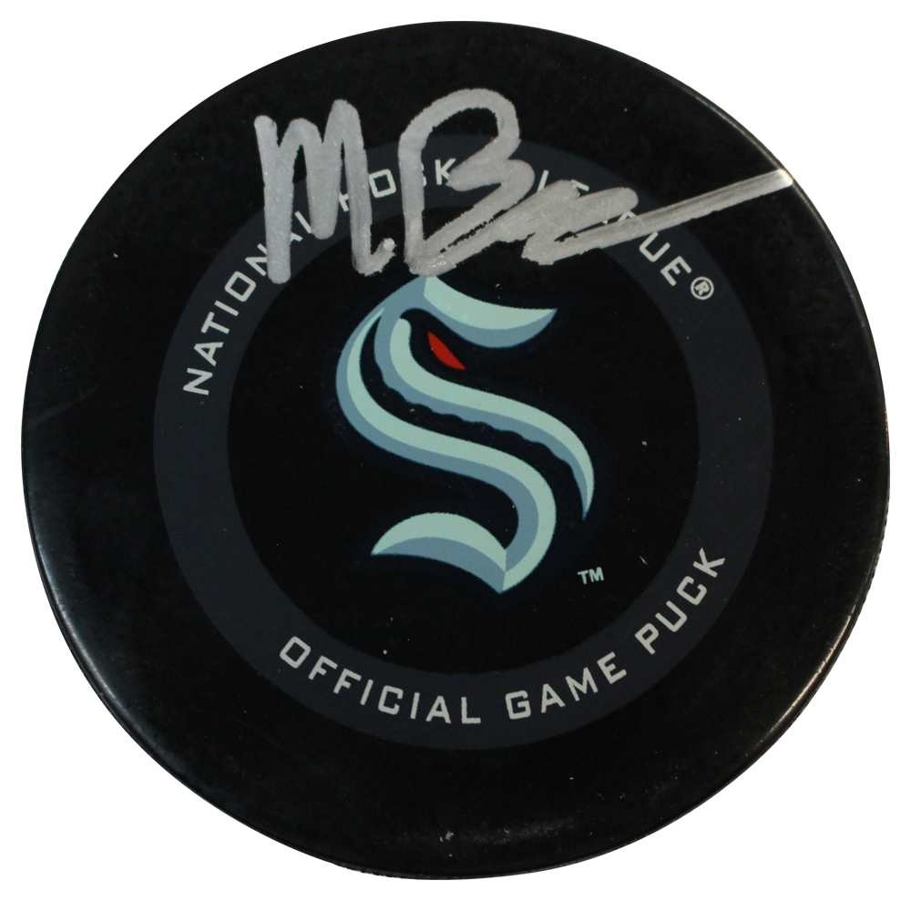 Matt Beniers Autographed/Signed Seattle Kraken Hockey Puck Fanatics