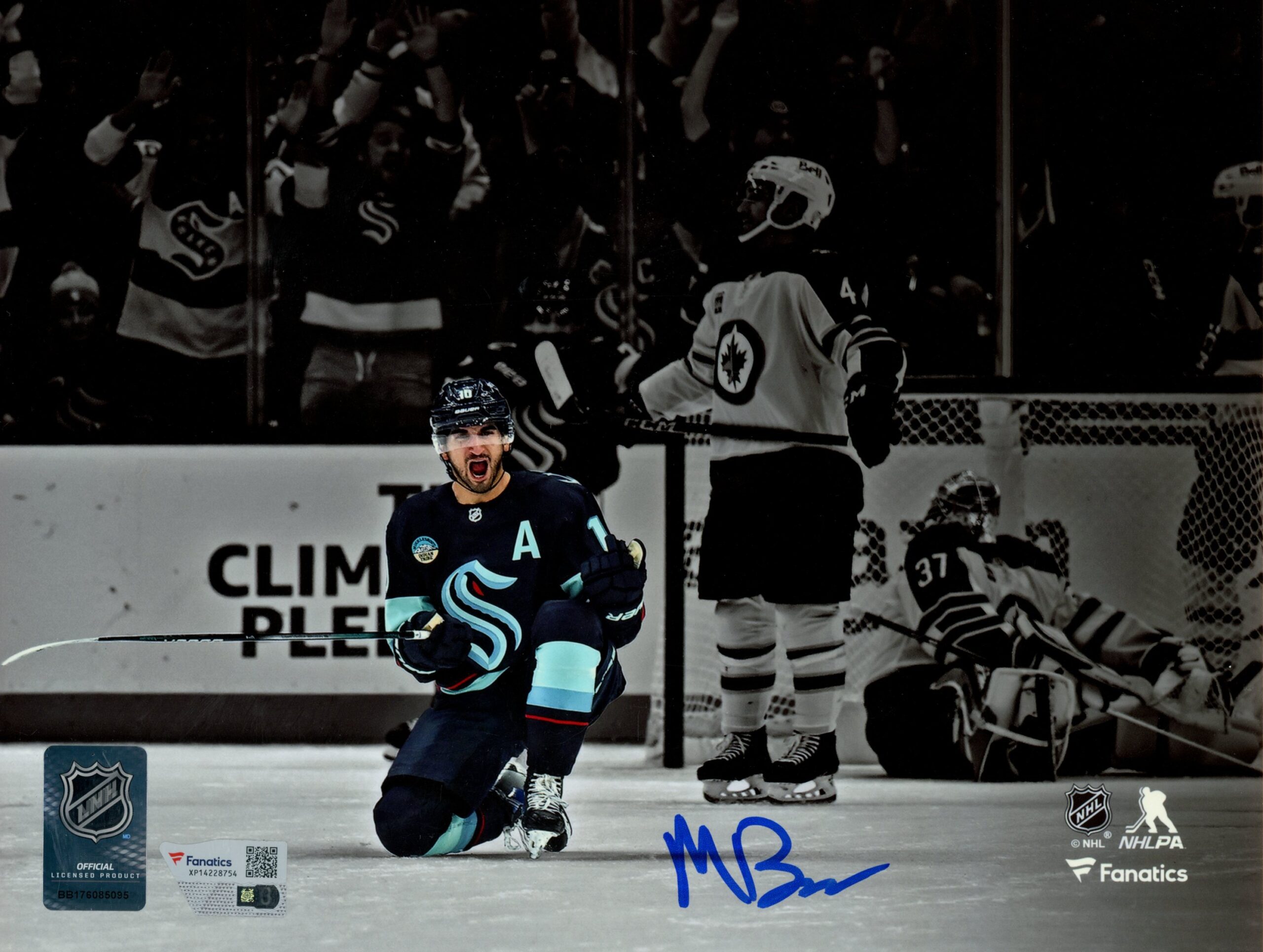 Matty Beniers Autographed/Signed Seattle Kraken 8x10 Photo Fanatics 54404