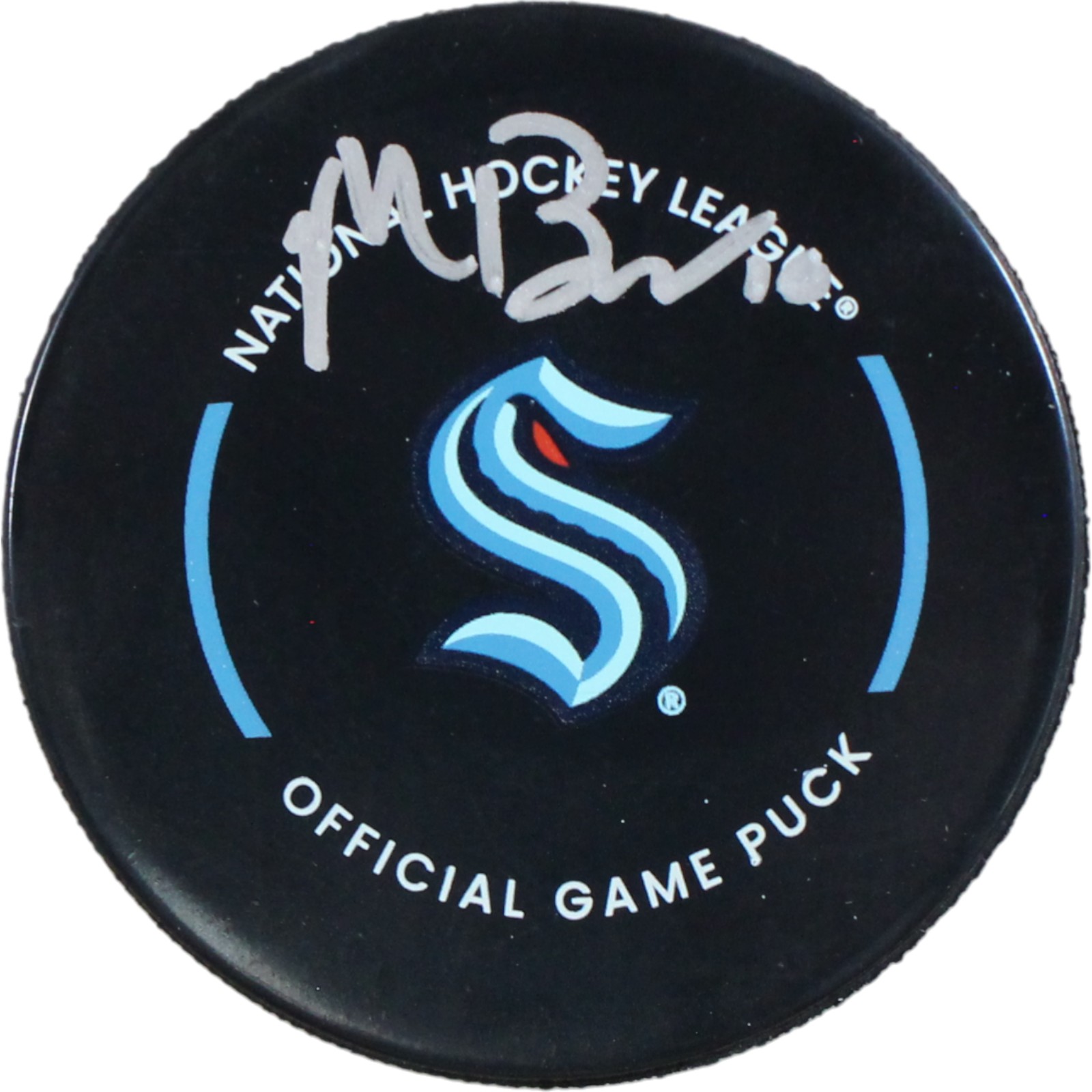 Matty Beniers Autographed Seattle Kraken Official Game Puck Fanatics 53847