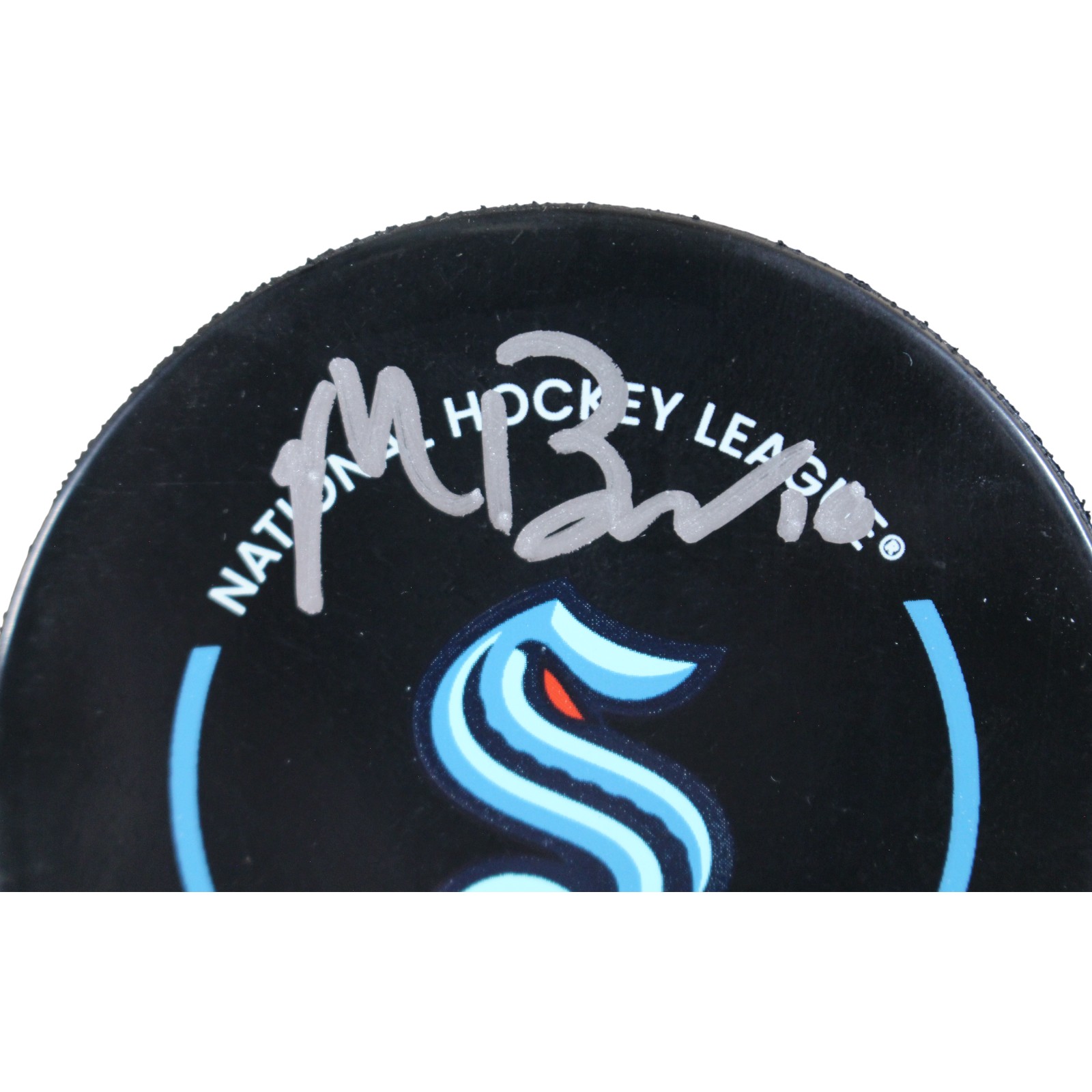 Matty Beniers Autographed Seattle Kraken Official Game Puck Fanatics 53847