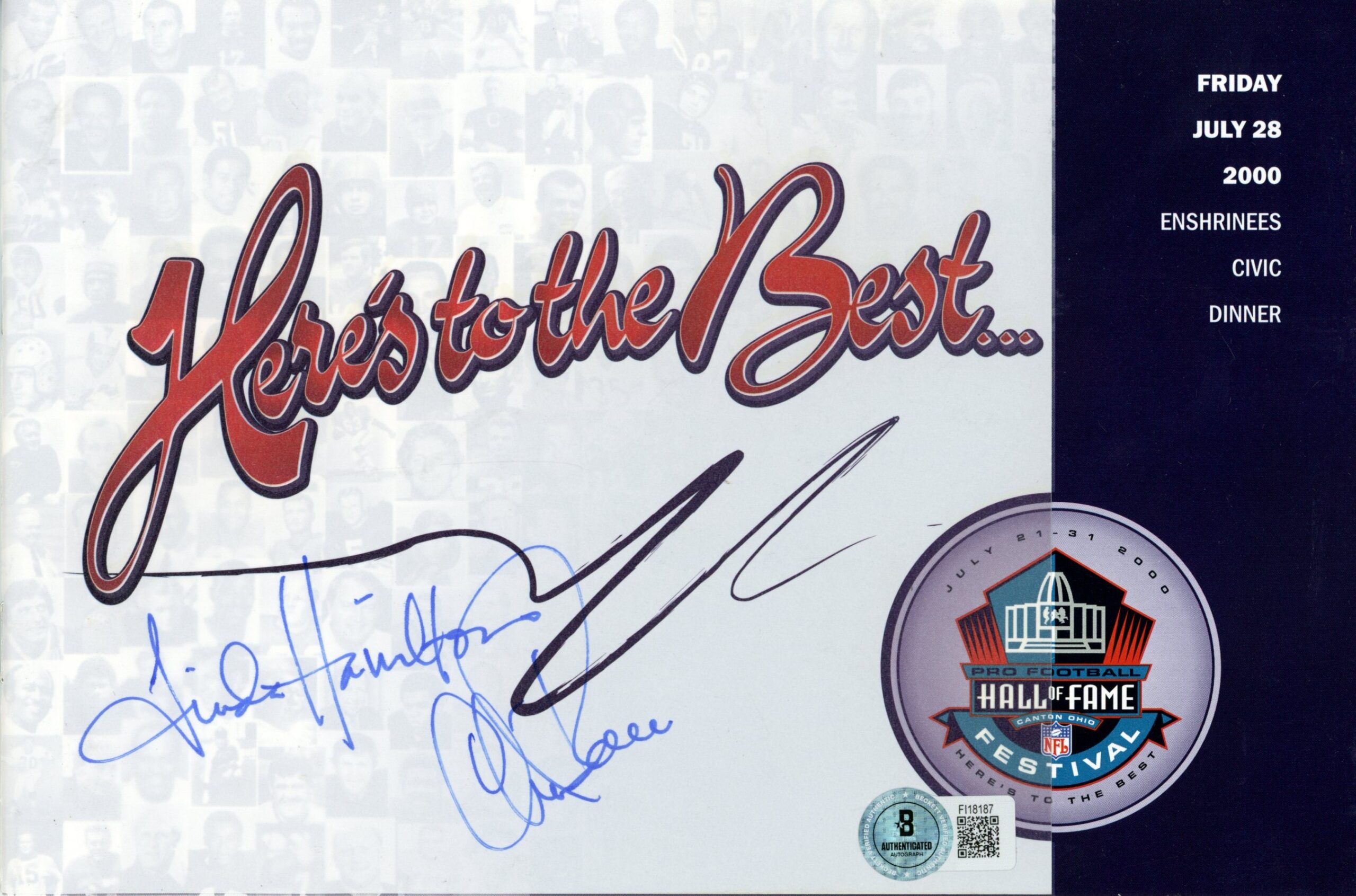 Chris Berman Linda Hamilton Signed '00 Enshrinees Dinner Program Beckett 57200