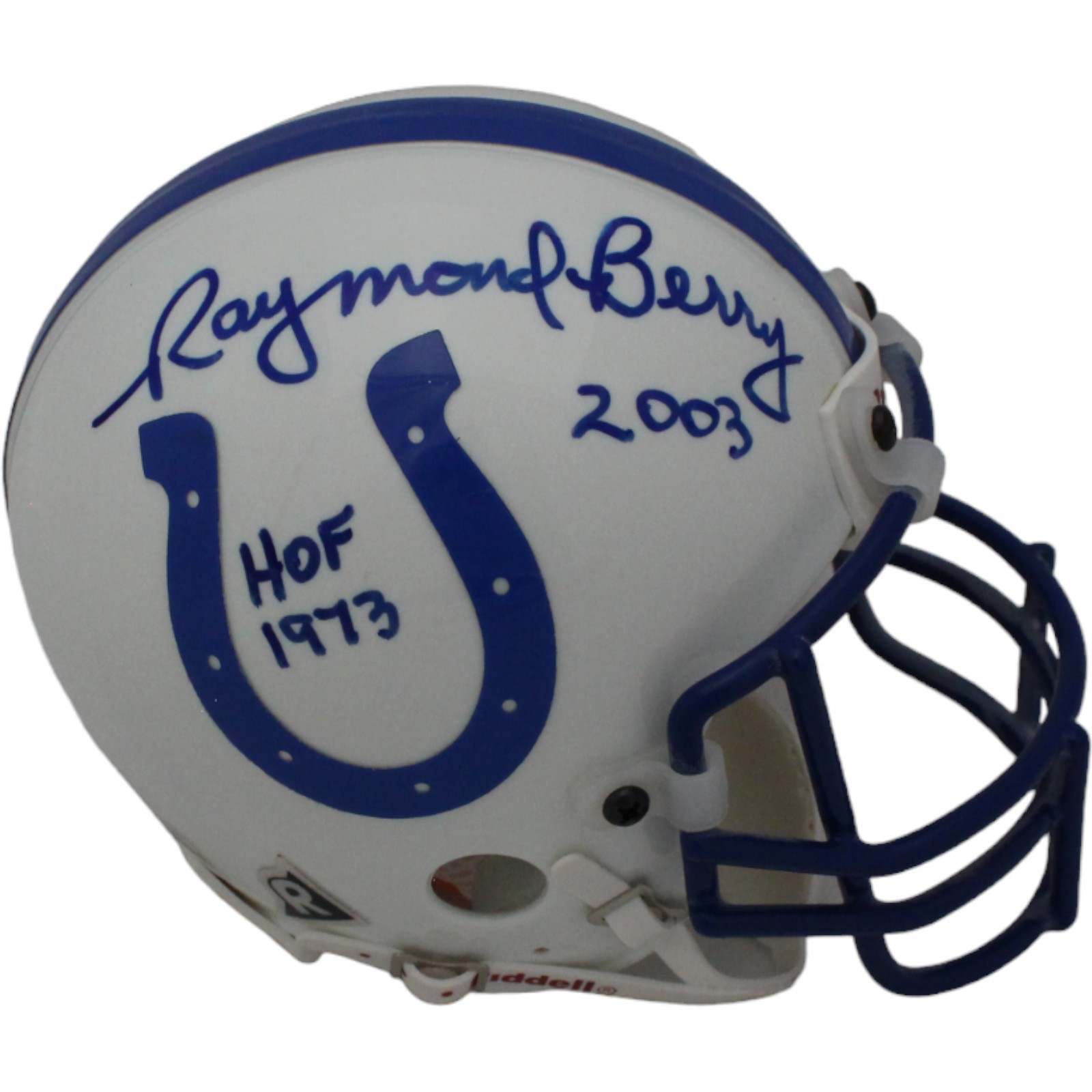 Raymond Berry Signed Colts VSR4 Authentic Mini Helmet HOF BAS 44724