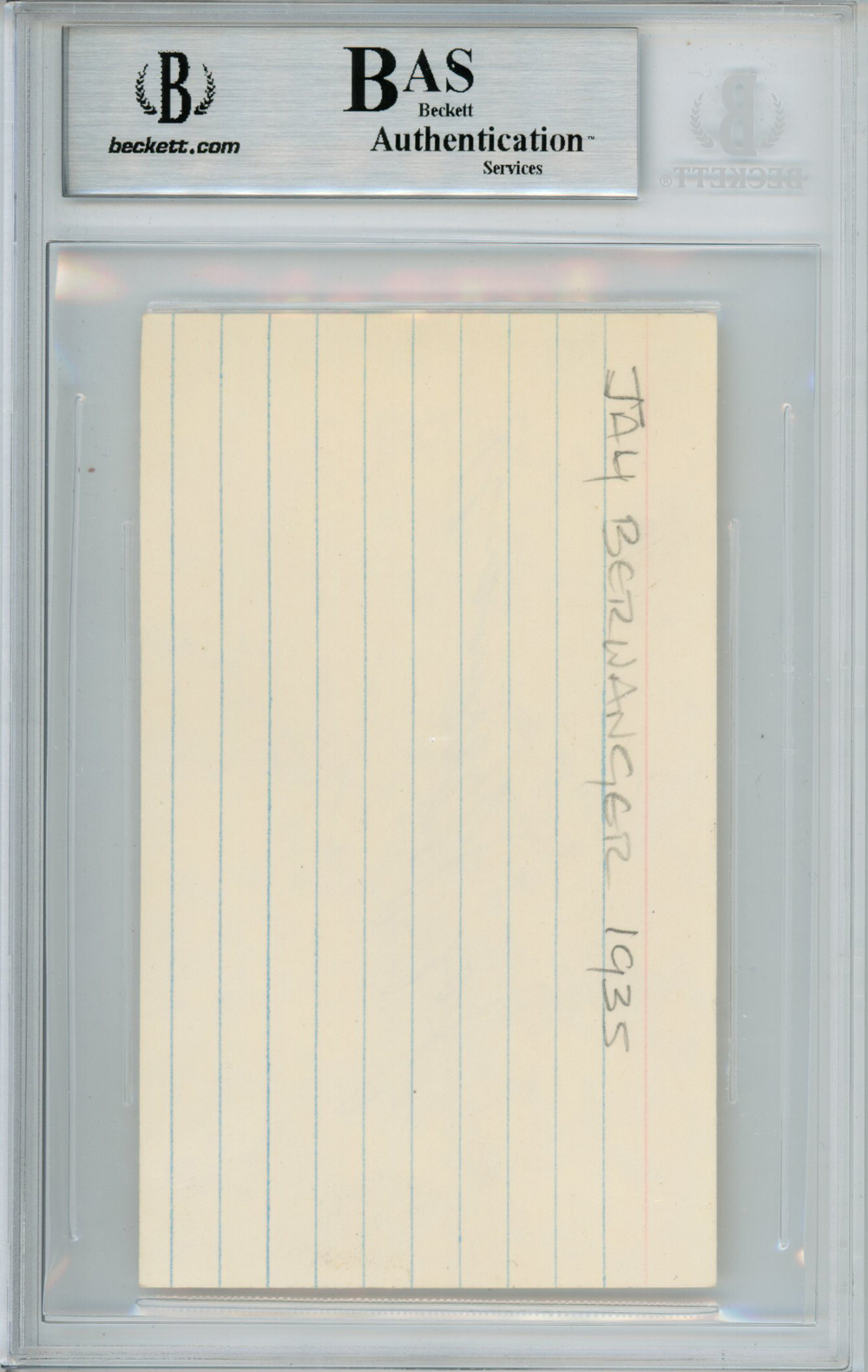 Jay Berwanger Autographed University Of Chicago Index Card Beckett Slab