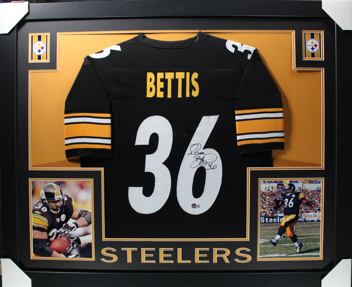 Jerome Bettis Autographed/Signed Pro Style Framed Black XL Jersey Beckett