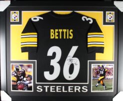 Jerome Bettis Autographed/Signed Pro Style Black XL Framed Jersey Beckett 51209