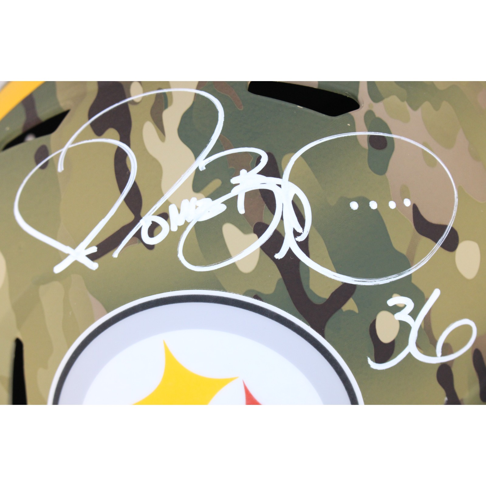 Jerome Bettis Autographed Pittsburgh Steelers F/S Camo Helmet Beckett W 54075