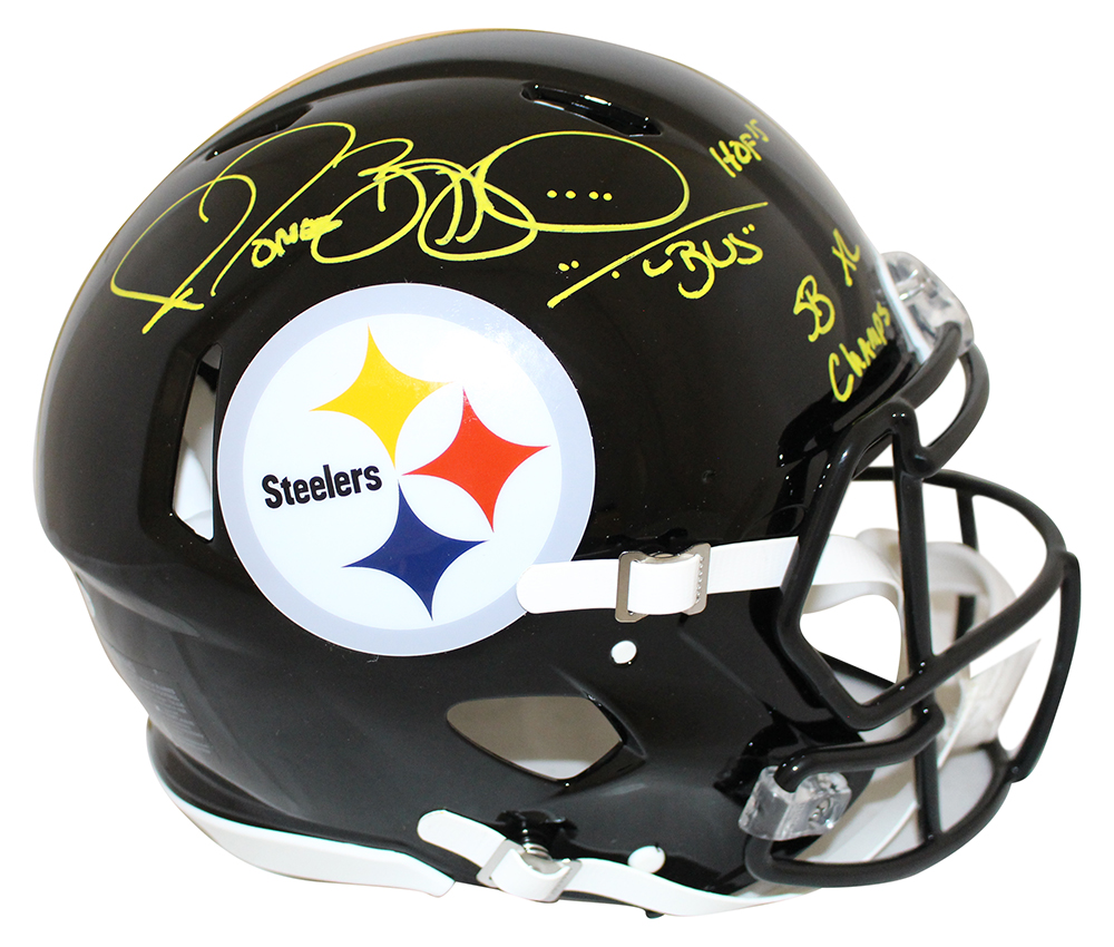 Jerome Bettis Signed Pittsburgh Steelers Authentic Speed Helmet 3 Insc BAS 28156