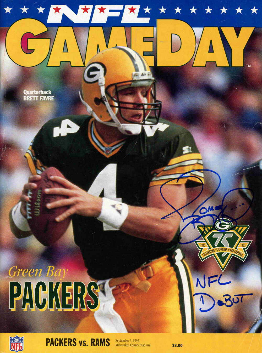 Jerome Bettis Autographed NFL Gameday Magazine 9/5/1993 Beckett