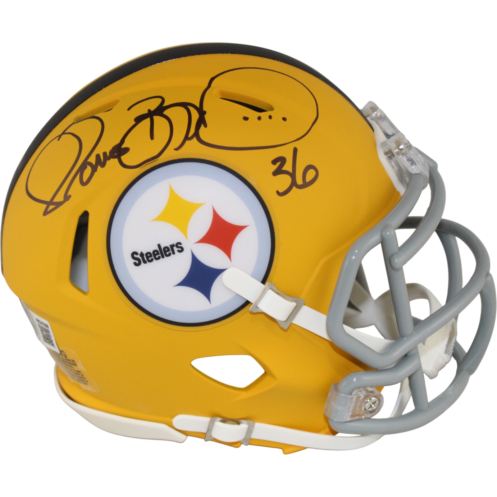 Jerome Bettis Autographed Pittsburgh Steelers 25 Alt Mini Helmet Beckett 54084