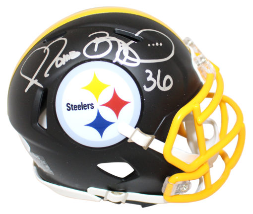 Jerome Bettis Autographed Pittsburgh Steelers Black Matte Mini Helmet JSA 25429