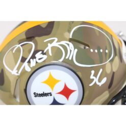 Jerome Bettis Autographed Pittsburgh Steelers Camo Mini Helmet Beckett 51645
