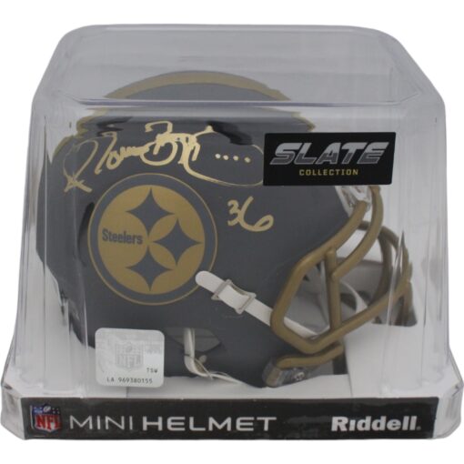 Jerome Bettis Autographed Pittsburgh Steelers Slate Mini Helmet Beckett 44103