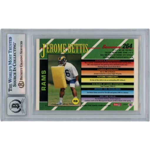 Jerome Bettis Autographed 1993 Bowman #264 Slabbed Trading Card Beckett 50622
