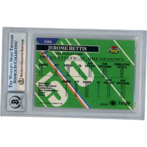 Jerome Bettis Autographed 1993 Stadium Club #506 Slab Trading Card Beckett 50631