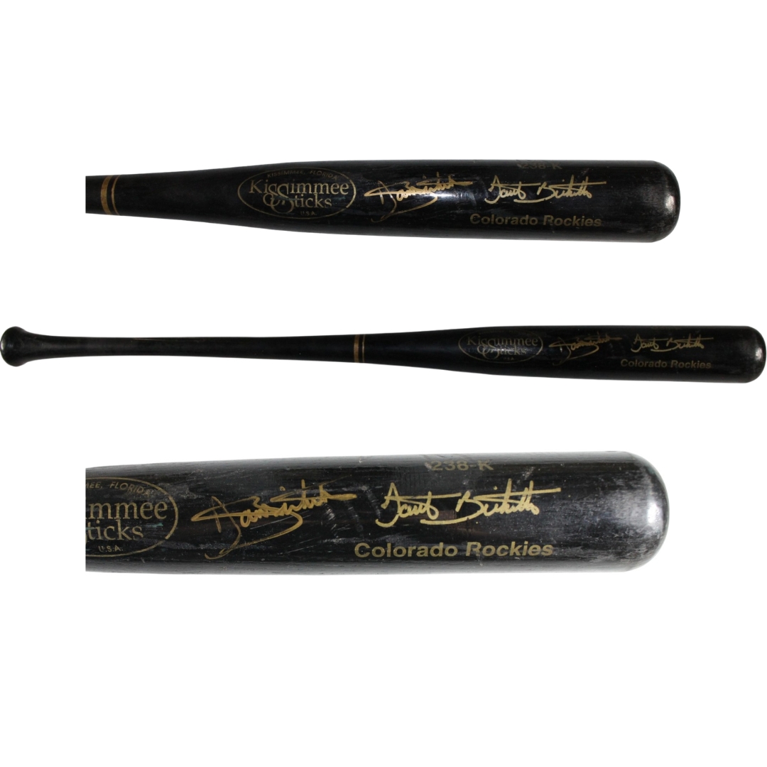 Dante Bichette Signed Colorado Rockies Game Used Kissimme Stick Broken Bat 53930