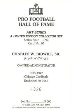 Charles Bidwell Sr. Chicago Cardinals Goal Line Art Card No. 95 /5000 58041