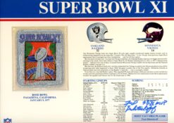 Fred Biletnikoff Autographed Oakland Raiders SB XI Patch Card MVP Beckett 54942