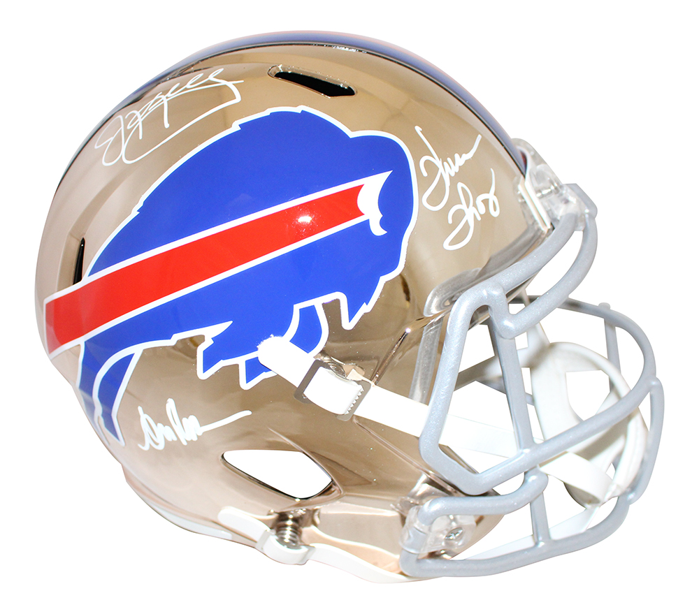Jim Kelly Thomas & Reed Autographed Buffalo Bills F/S Chrome Helmet JSA 28290