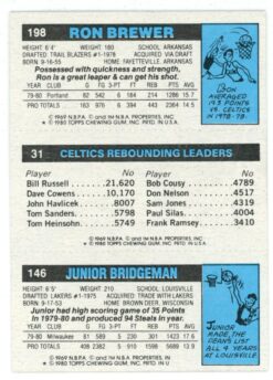 1980-81 Topps Junior Bridgeman, Larry Bird, Ron Brewer #198-31-146 Card 55915