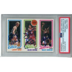 Larry Bird, Magic Johnson, Julius Erving Signed 1980 Topps Auto 9 PSA 51938