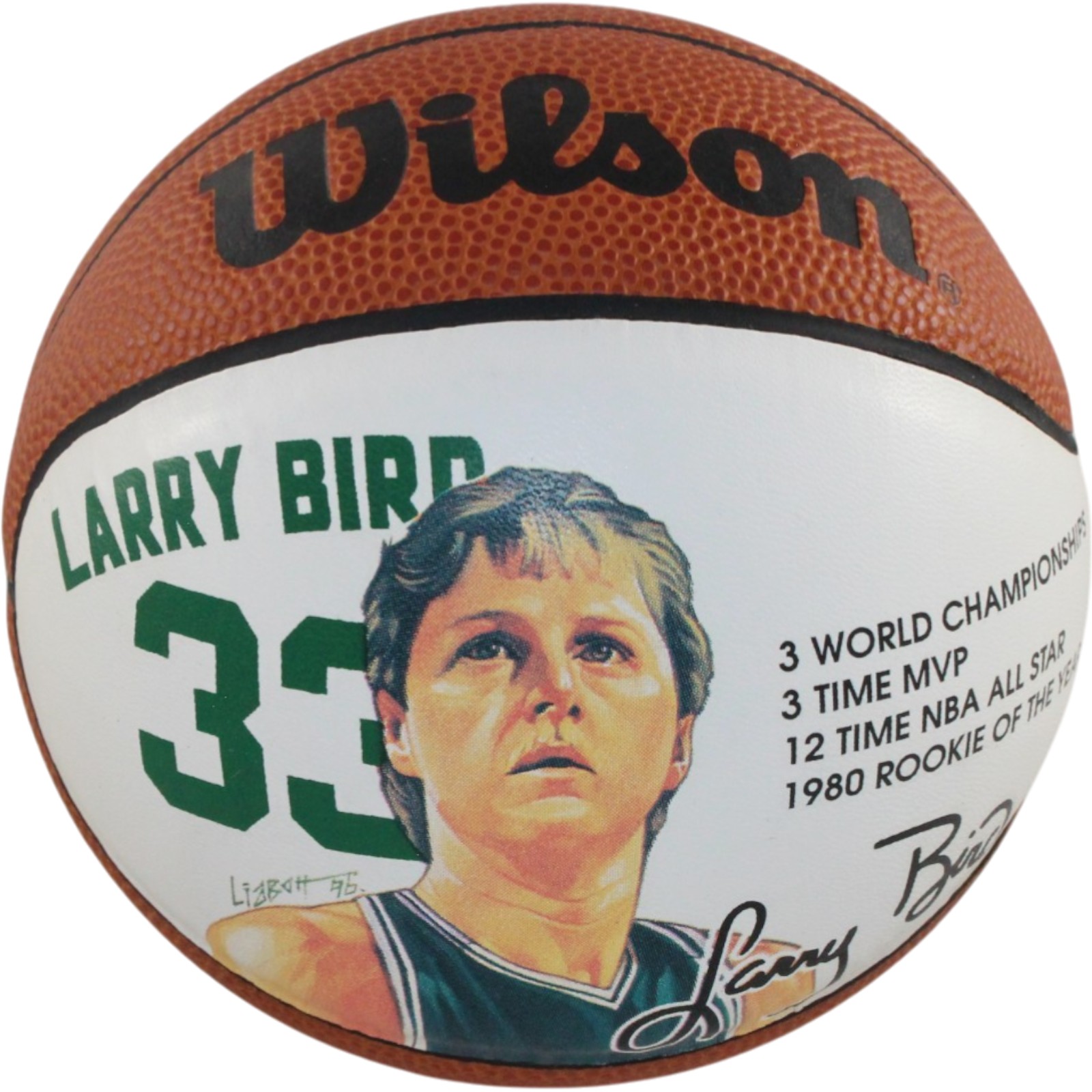 Larry Bird Boston Celtics NBA Wilson Mini Basketball Litho Print 55334