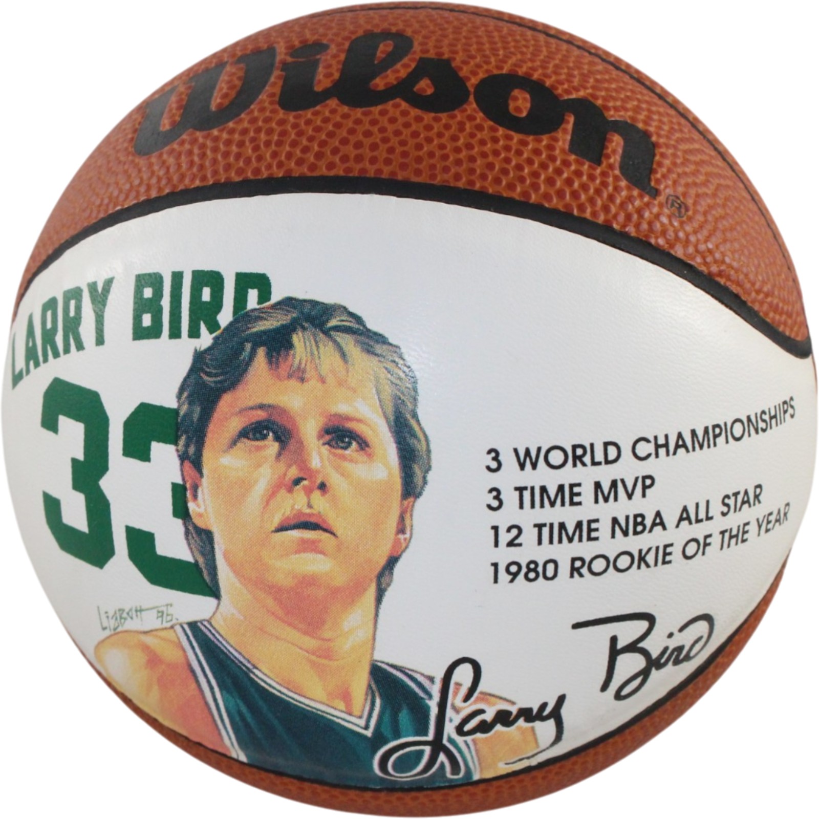 Larry Bird Boston Celtics NBA Wilson Mini Basketball Litho Print 55334