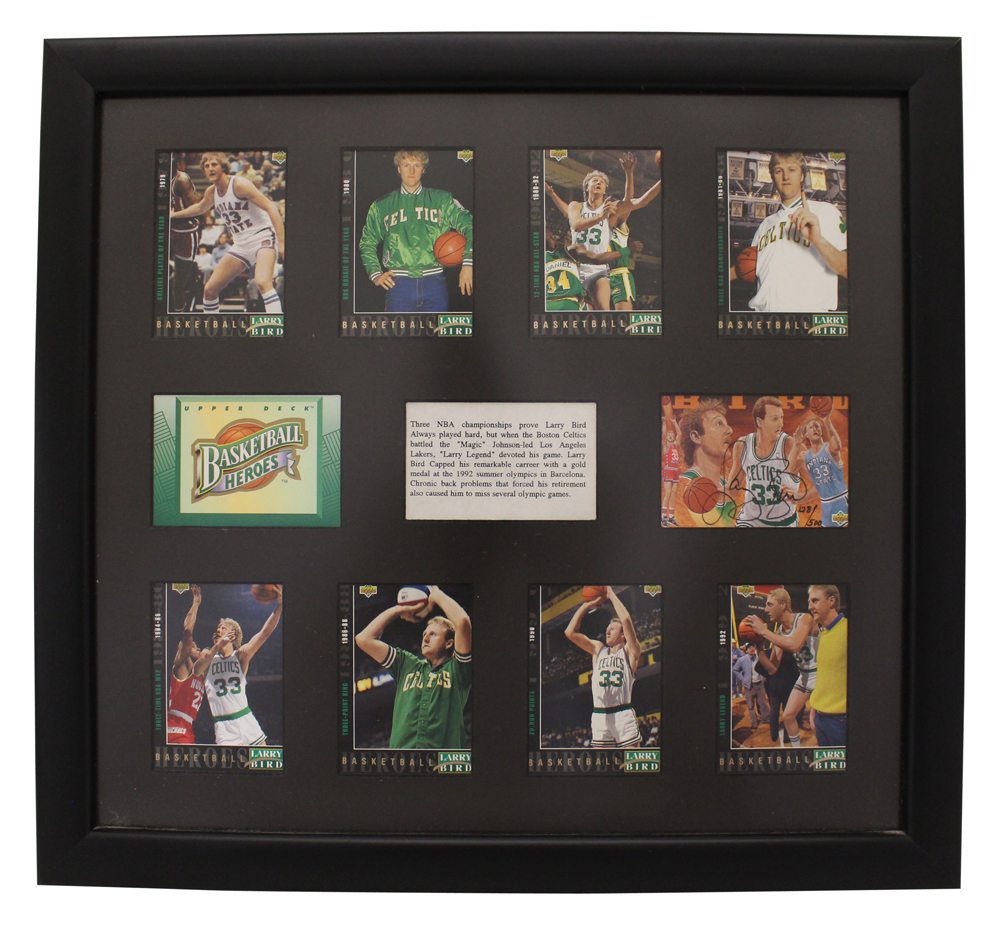 Larry Bird Signed Boston Celtics Framed 1992 Upper Deck Card Set UDA