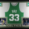 Larry Bird Signed Boston Celtics Framed Mitchell & Ness Green L Jersey BAS