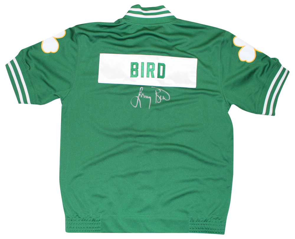 Larry Bird Autographed Mitchell & Ness Boston Celtics Shooting Shirt FAN