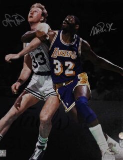 Larry Bird & Magic Johnson Autographed Lakers/Celtics 16x20 Photo BAS